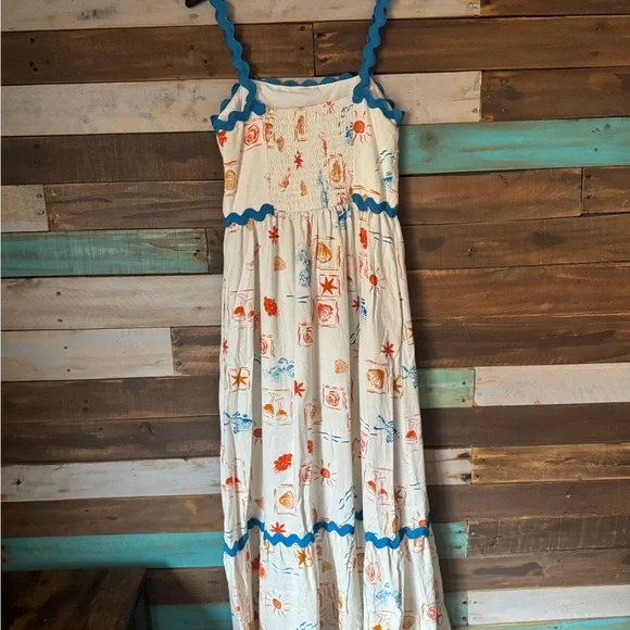 CeCe Women’s Dress with Blue and Orange Floral Pattern - Picture 4 of 6